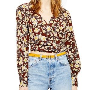 Floral Wrap Crop Blouse - Topshop